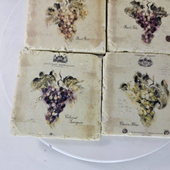 Chateau Montagne Vineyard Wine Grapes Coasters Set of 4 NIB - Picture 5 of 9